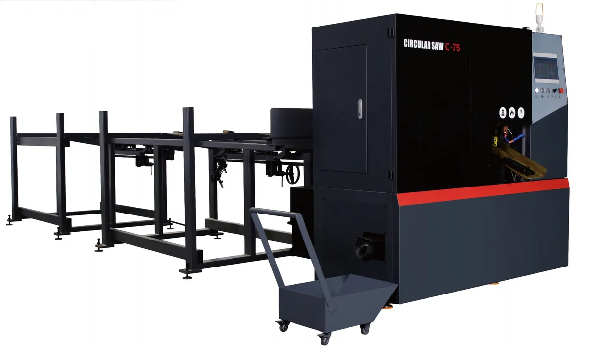 CNC Band saw machine workbench close view